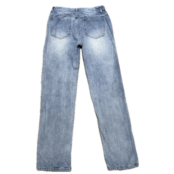 👖🎨 REDIAL High-Rise Straight Leg Jeans | Medium Wash Distressed Denim Sz 10/12 - Picture 2 of 3